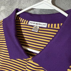 PETER MILLAR Men Golf Polo LSU Tigers 2XL  Collegiate Shirt Yellow Purple Cotton